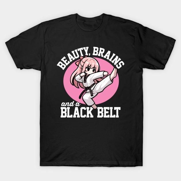 Beauty, Brains and A Black Belt T-Shirt by DetourShirts